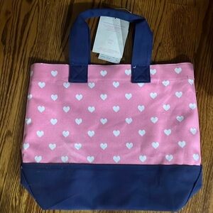 Pottery Barn Kids Mackenzie Tote Bag Pink with White Hearts NWT  Discontinued!